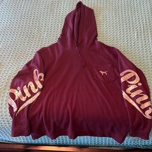 PINK Victoria Secret L sequins PINK on sleeves and back, good condition